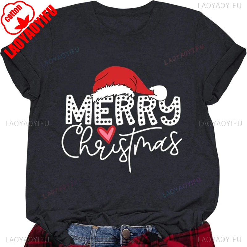 Women's Christmas T-shirts, Funny Women's T-shirts, Round Neck, Short Sleeve, Multiple Graphics Casual Fashion Soft Comfortable