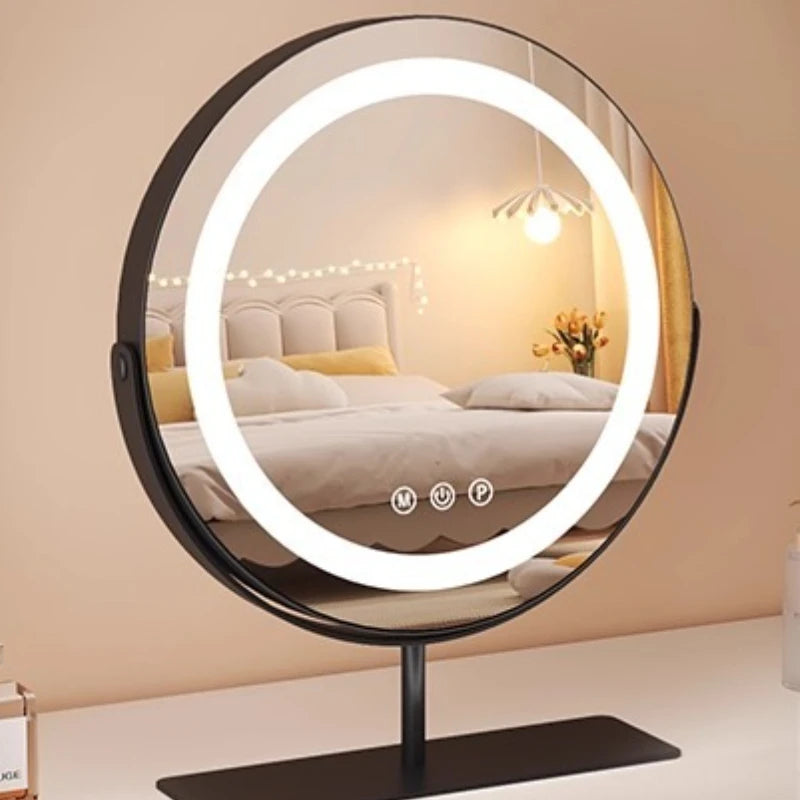 Living Room Wall Mirror Dressing Led Light Standing Vanity Mirror Circle Round Espejo Redondo Home Decoration Accessories