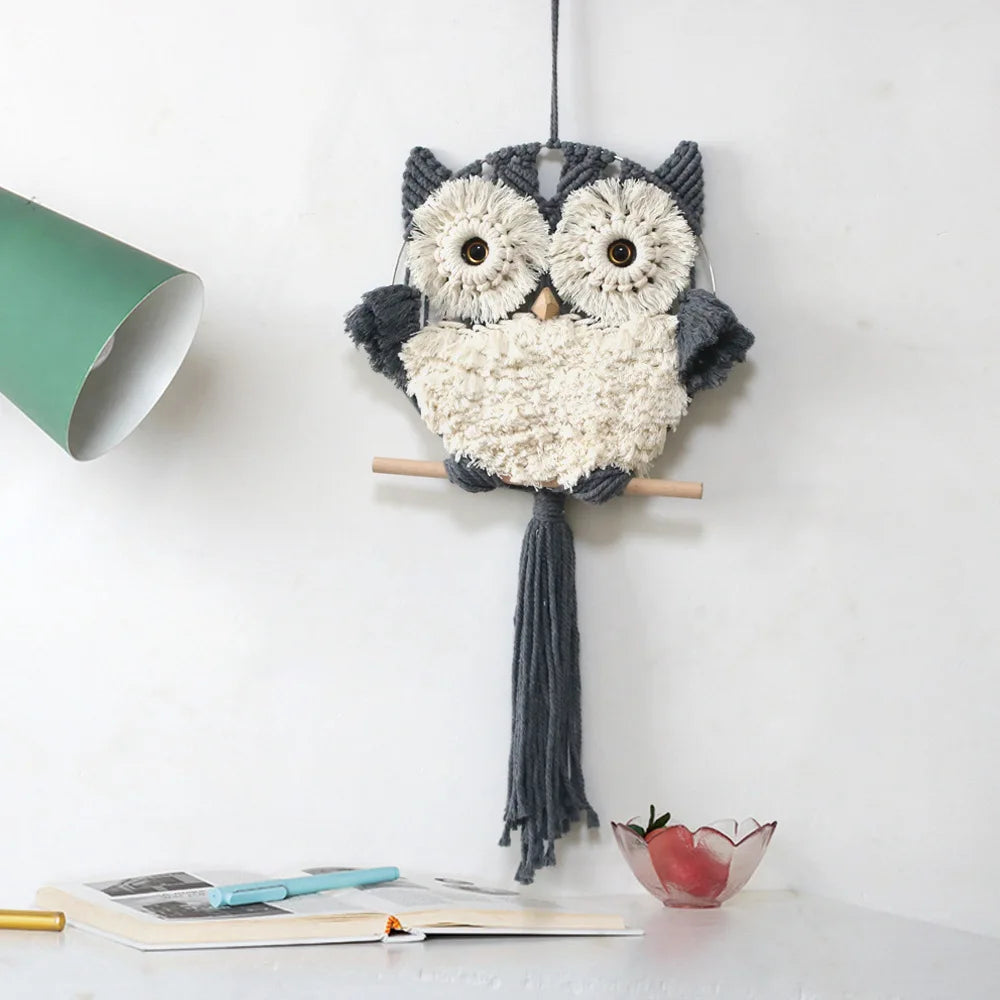 Nordic Boho Home Room Decoration Wall Decor Tapestry Creative Handmade Weaving Owl Tapestries Modern Simplicity Bedroom Decor