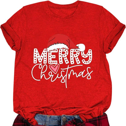 Women's Christmas T-shirts, Funny Women's T-shirts, Round Neck, Short Sleeve, Multiple Graphics Casual Fashion Soft Comfortable