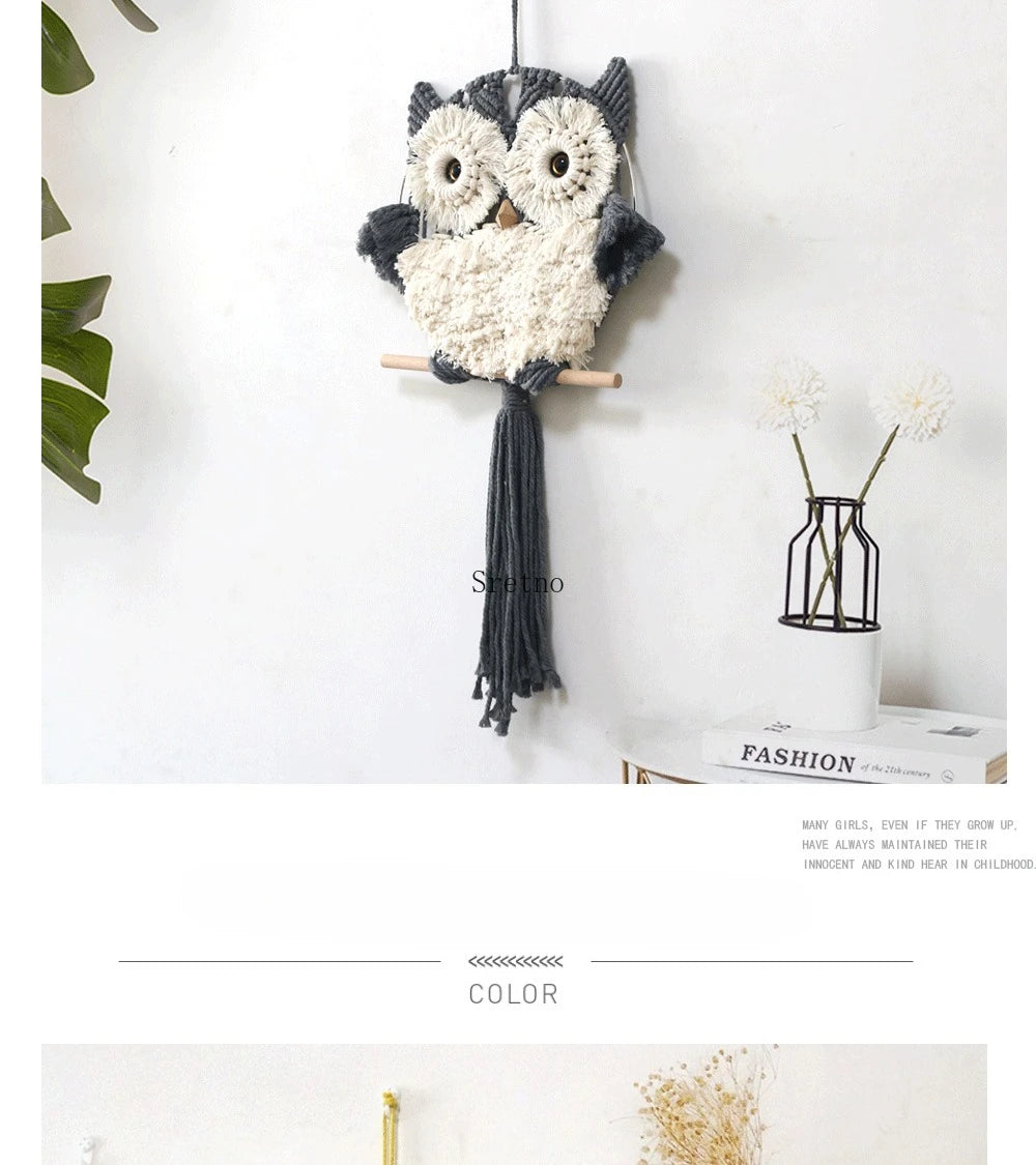 Nordic Boho Home Room Decoration Wall Decor Tapestry Creative Handmade Weaving Owl Tapestries Modern Simplicity Bedroom Decor