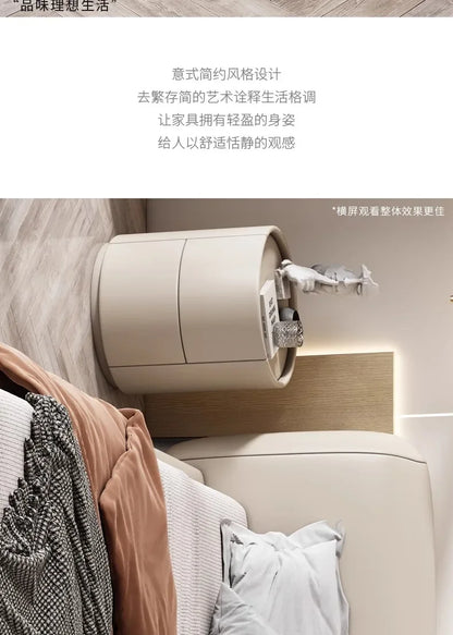 Home Living Room Sofa Side Cabinet, Creative Round Solid Wood Bedside Table, New Simple Modern Small Bedroom Storage Cabinet