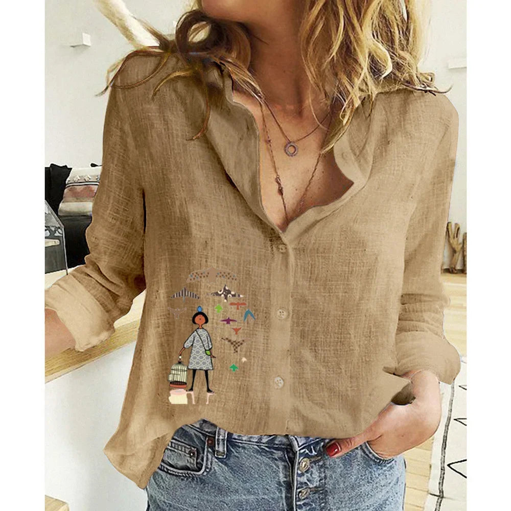 Women Clothing Shirts for Women Tops Tshirts Cotton Linen Casual Fashion Clothes Tees Spring Elegant Streetwear Autumn