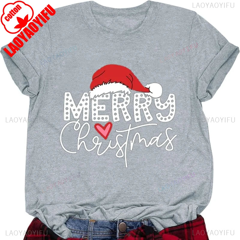 Women's Christmas T-shirts, Funny Women's T-shirts, Round Neck, Short Sleeve, Multiple Graphics Casual Fashion Soft Comfortable