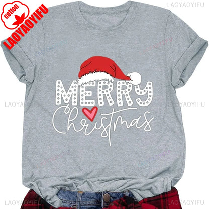Women's Christmas T-shirts, Funny Women's T-shirts, Round Neck, Short Sleeve, Multiple Graphics Casual Fashion Soft Comfortable