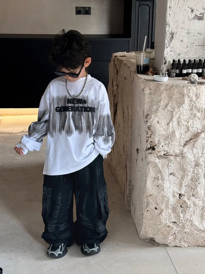 Loose and Casual Children's Clothing From 8 To 12 Years Boy Boys Wear T Shirt Kids Cartoon Fashion Spring Autumn Clothes T-shirt