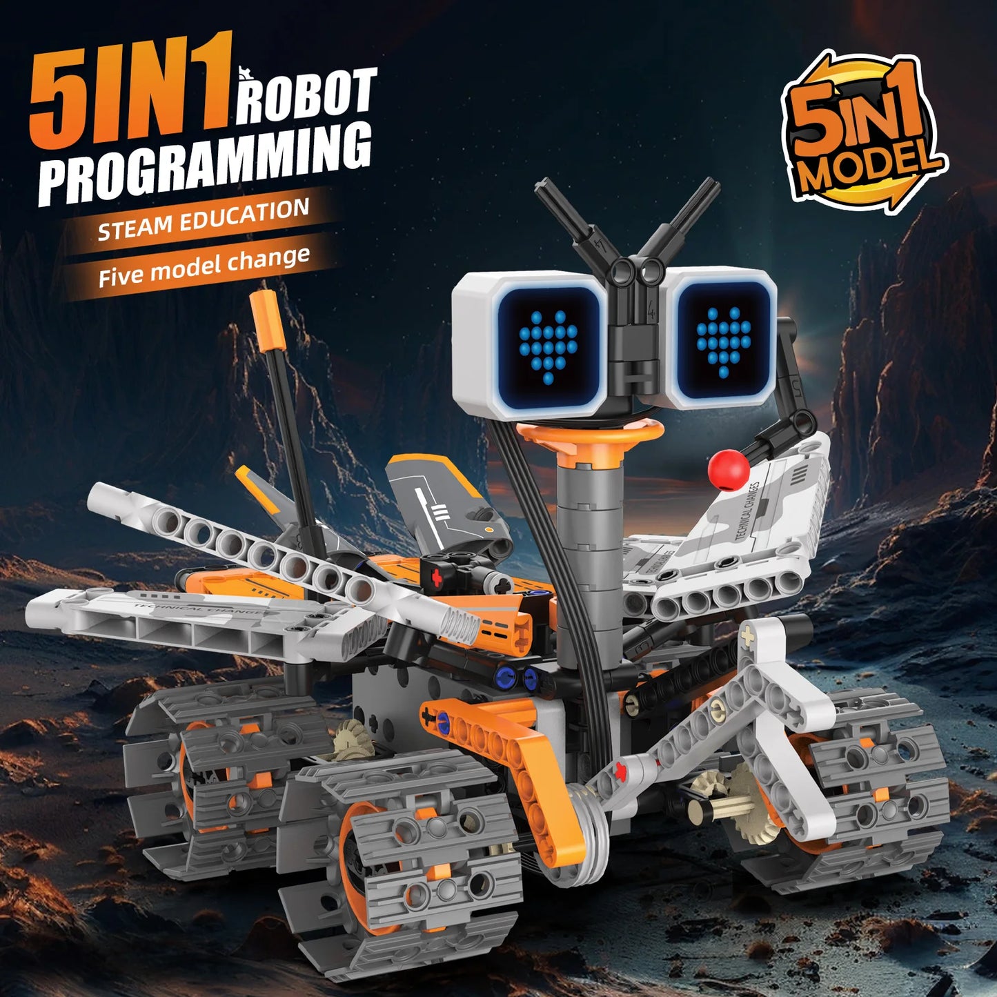 5-in-1 transforming robot model assembly toy, electric robot building blocks toys, educational toy, children's birthday gift.