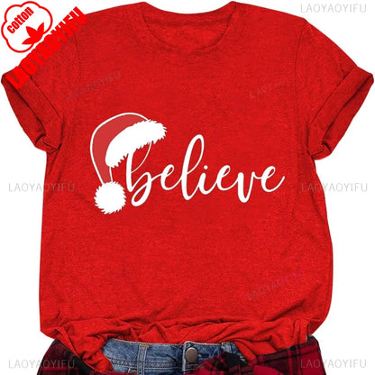 Women's Christmas T-shirts, Funny Women's T-shirts, Round Neck, Short Sleeve, Multiple Graphics Casual Fashion Soft Comfortable