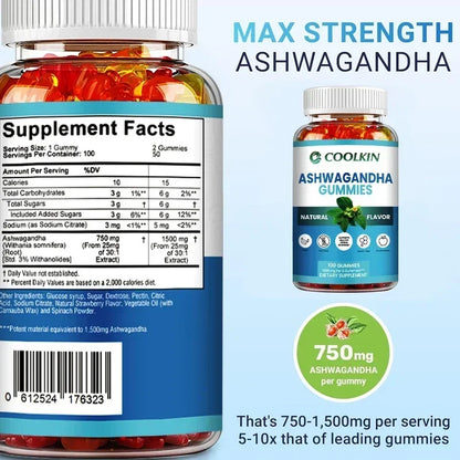 Ashwagandha Gummies - Relieve Stress, Improve Concentration, Promote Brain and Energy Balance, and Improve Sleep Health
