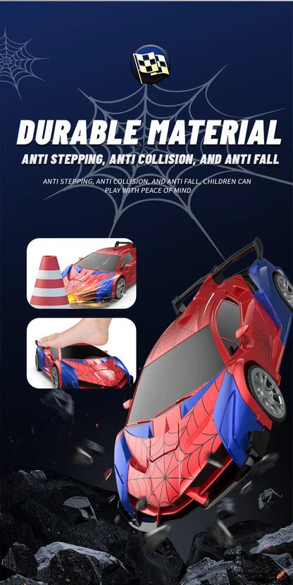 RC Transformer Car Robot Toy 1:18 Scale LED Light 2.4GHz One-Button Transformation 360° Rotating Drift Rechargeable Kids Gift