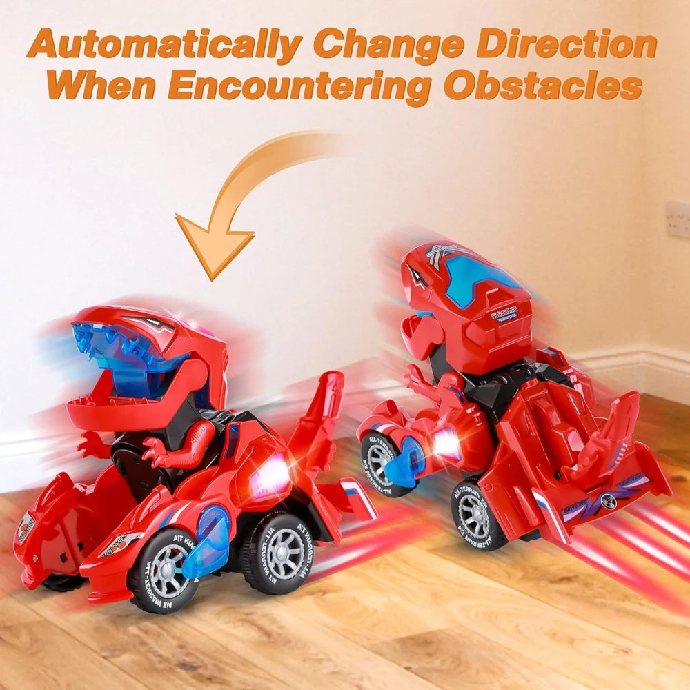 Transforming Car Dinosaur Toy for Kids, Dino Transformer Toy Car with Light Music for Toddlers 1-3, Christmas Gifts for Boys