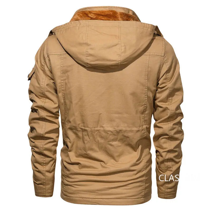 Men Winter Jackets Hooded Casual Down Jackets Military Coats Men Cotton Casual Fleece Long Jackets Male Outwear Tooling Jackets