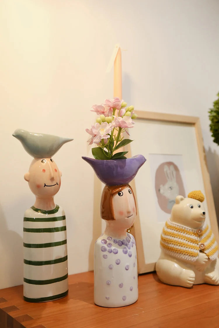 Vase Home Decor Room Decoration Ceramic Vases Desktop Art Sculpture Flower Arrangement Wedding Decoration Flower Pot Furnishing