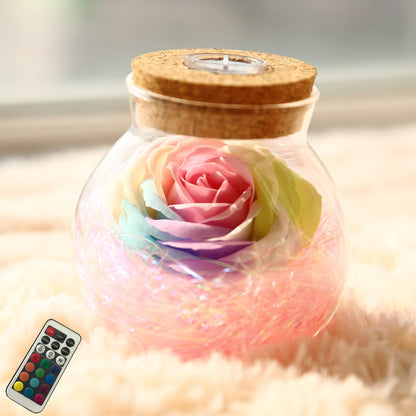 Rose Preserved Soap Flower Wishing light Bottle