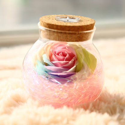 Rose Preserved Soap Flower Wishing light Bottle