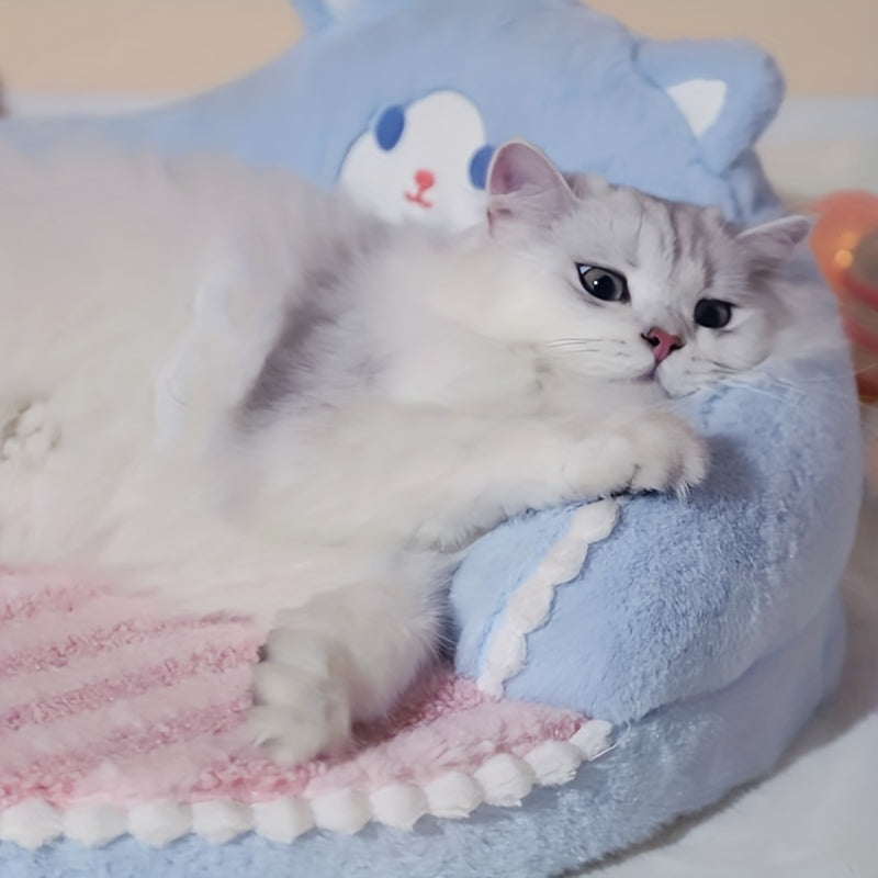 Soft And Durable Round Cat Bed - Removable Pet Mat And Mattress For Small Dogs And Cats - Plush Fabric - Indoor & Outdoor Use - For Pet Owners - Perfect Gift for Pet Lovers