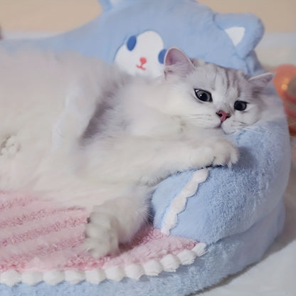 Soft And Durable Round Cat Bed - Removable Pet Mat And Mattress For Small Dogs And Cats - Plush Fabric - Indoor & Outdoor Use - For Pet Owners - Perfect Gift for Pet Lovers
