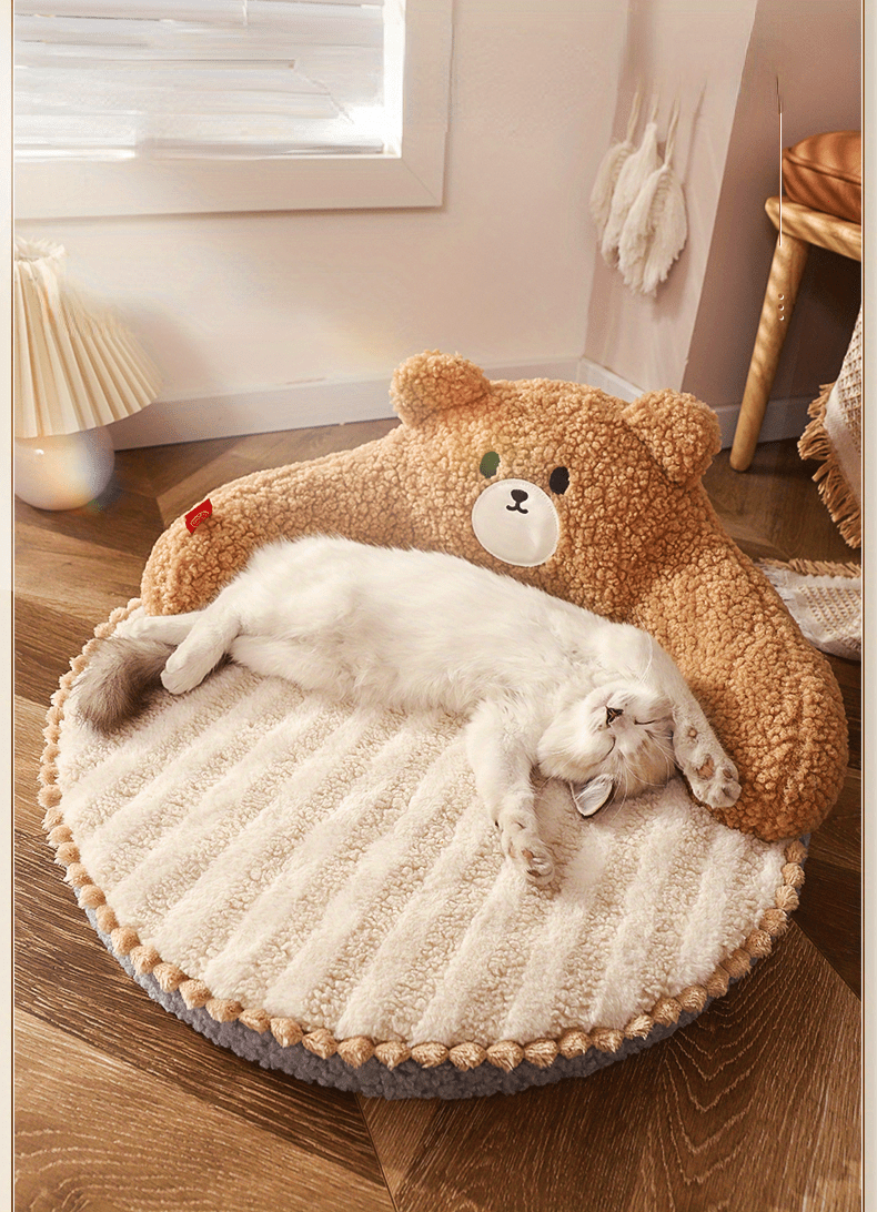 Soft And Durable Round Cat Bed - Removable Pet Mat And Mattress For Small Dogs And Cats - Plush Fabric - Indoor & Outdoor Use - For Pet Owners - Perfect Gift for Pet Lovers