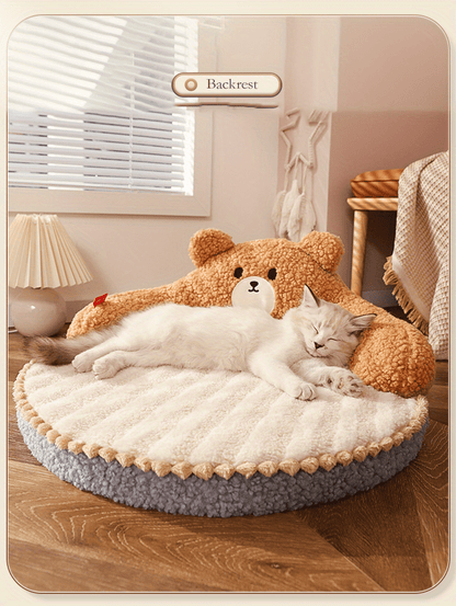 Soft And Durable Round Cat Bed - Removable Pet Mat And Mattress For Small Dogs And Cats - Plush Fabric - Indoor & Outdoor Use - For Pet Owners - Perfect Gift for Pet Lovers