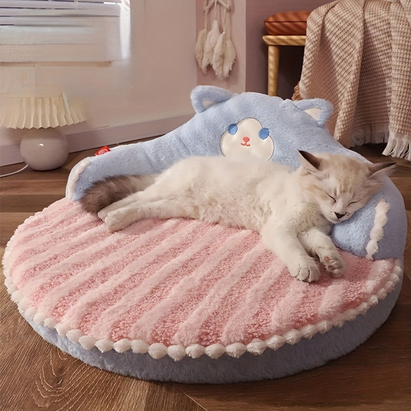 Soft And Durable Round Cat Bed - Removable Pet Mat And Mattress For Small Dogs And Cats - Plush Fabric - Indoor & Outdoor Use - For Pet Owners - Perfect Gift for Pet Lovers